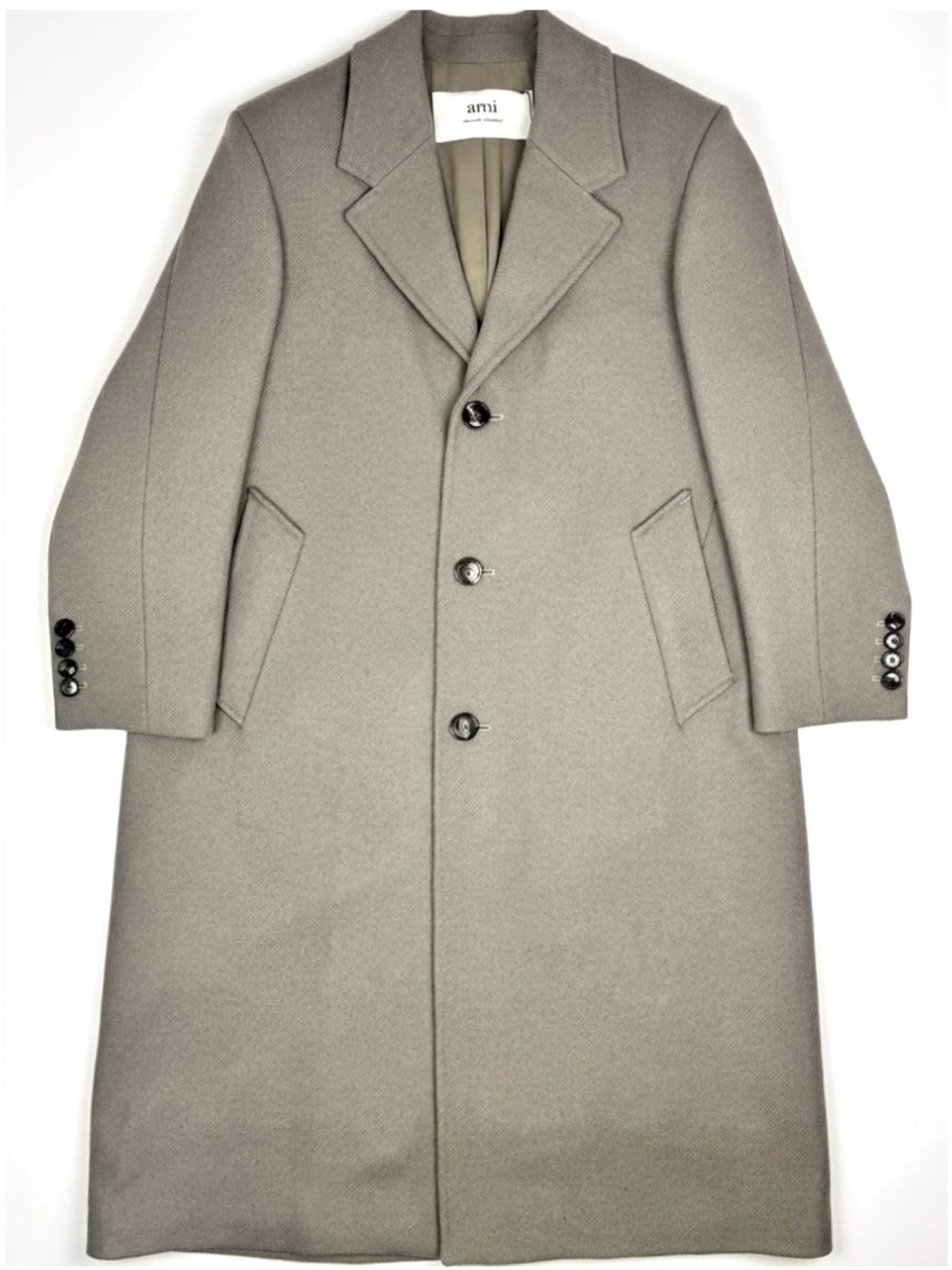 AMI Alexandre Mattiussi Oversized Virgin Wool Coat NWT Taupe Size 48